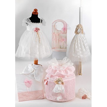 Σετ βάπτισης τσάντα πουγκί ρόζ ΣΕΤ ΒΑΠΤΙΣΗΣ ΚΟΡΙΤΣΙ